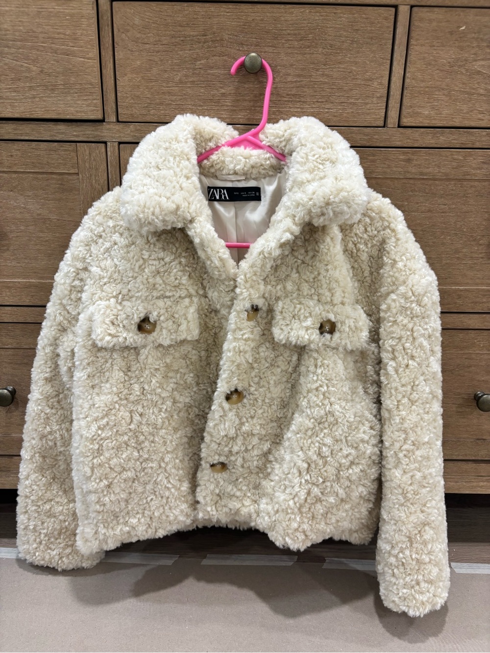 ZARA Cream Faux-Shearling Lined Jacket